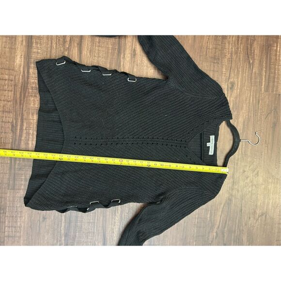 Absolutely Famous Macy's NWT Chunky Knit Tye Black Sweater, Size Small, MP $50 - Picture 2 of 8
